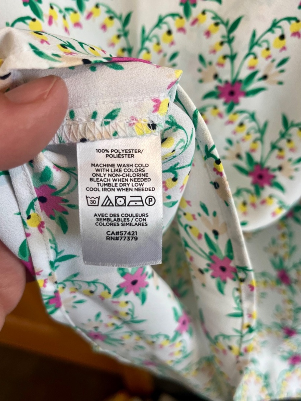 Ann Taylor Floral Camp Shirt Blouse Green Pink Yellow White Size Small Petite - Picture 8 of 10